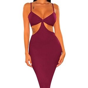 Burgundy cut out maxi dress